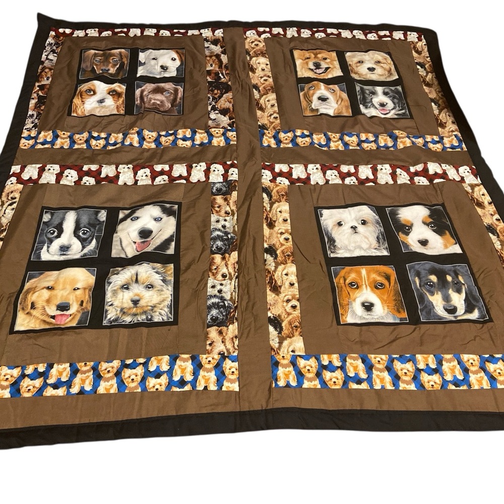 Cozy Dog-Themed Blanket - Brown and Multicolor